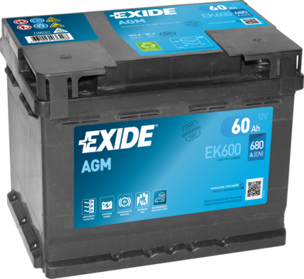 EXIDE AKKU EK600 AGM 60 AH - Akut 30-100 ah - EXIDE-EK600 - 1