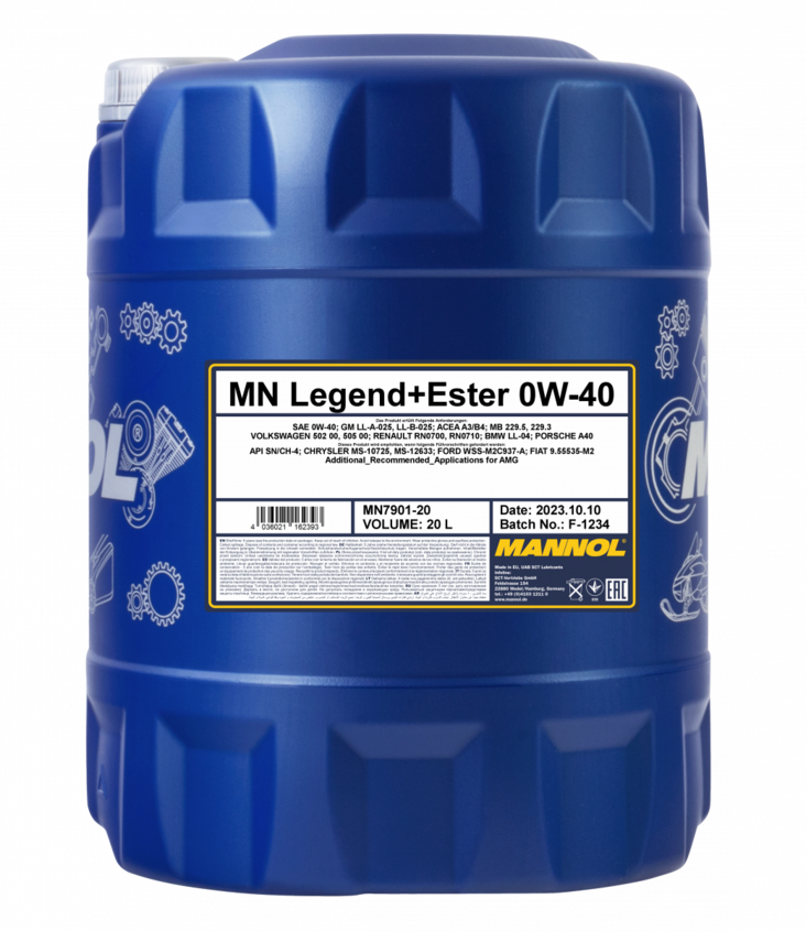 MANNOL 0W-40 LEGEND+ESTER 7901 20L MOOTTORIÖLJY - Moottoriöljyt - MN7901-20 - 1