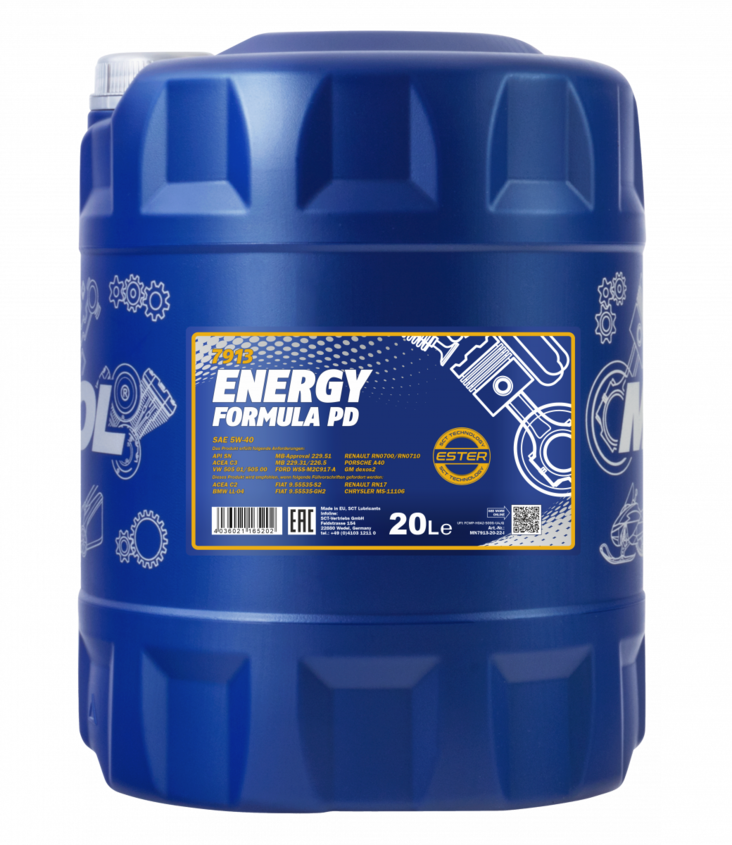 MANNOL 5W-40 ENERGY FORMULA PD 7913 20L MOOTTORIÖLJY - Moottoriöljyt - MN7913-20 - 1