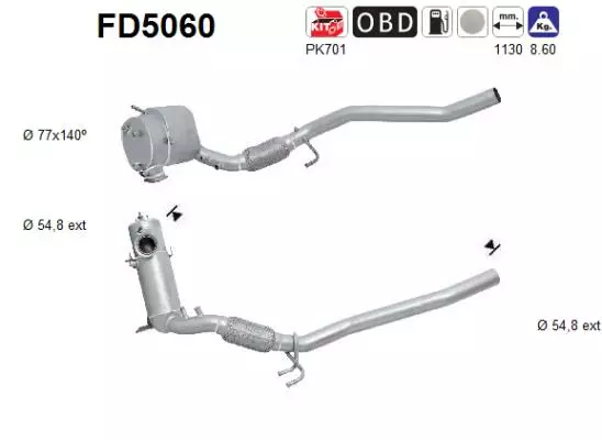 AS Hiukkassuodatin DPF | 098-FD5060 - Pakoputkien hiukkassuodattimet - 098-FD5060 - 1