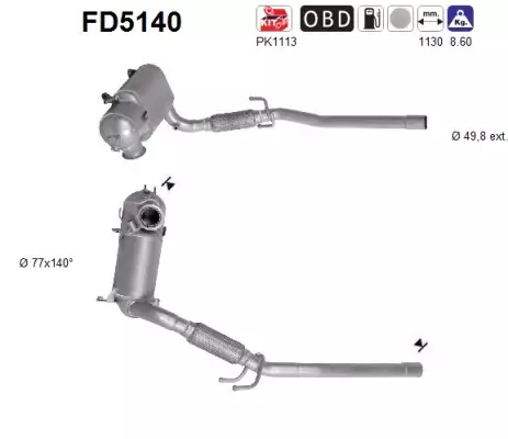 AS Hiukkassuodatin DPF | 098-FD5140 - Pakoputkien hiukkassuodattimet - 098-FD5140 - 1