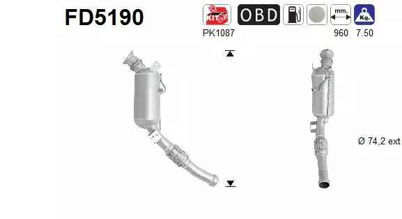 AS Hiukkassuodatin DPF | 098-FD5190 - Pakoputkien hiukkassuodattimet - 098-FD5190 - 1