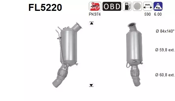 BMW DPF hiukkassuodatin | AS 098-FL5220 - Pakoputkien hiukkassuodattimet - 098-FL5220 - 1