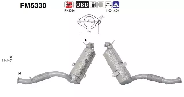 Ford DPF hiukkassuodatin | AS 098-FM5330 - Pakoputkien hiukkassuodattimet - 098-FM5330 - 1
