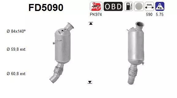 AS Hiukkassuodatin DPF | 098-FD5090 - Pakoputkien hiukkassuodattimet - 098-FD5090 - 1