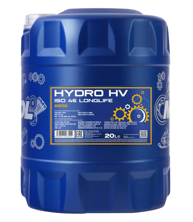 MANNOL 2202 HYDRAULIIKKAÖLJY HV ISO 46 20 L - Raskaankaluston hydrauliöljyt - MN2202-20 - 1
