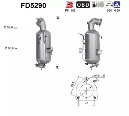 Opel DPF hiukkassuodatin | AS 098-FD5290 - Pakoputkien hiukkassuodattimet - 098-FD5290 - 1