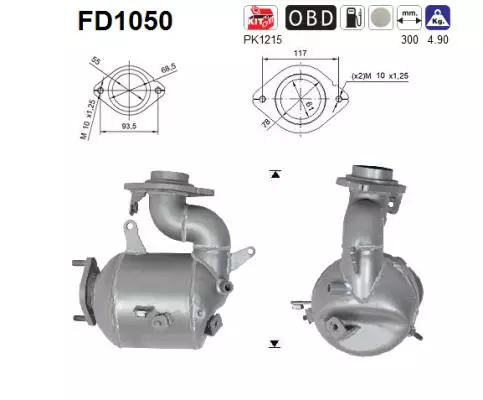 Subaru / Toyota DPF hiukkassuodatin | AS 098-FD1050 - Pakoputkien hiukkassuodattimet - 098-FD1050 - 1