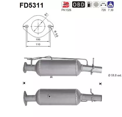 AS Hiukkassuodatin DPF | 098-FD5311 - Pakoputkien hiukkassuodattimet - 098-FD5311 - 1