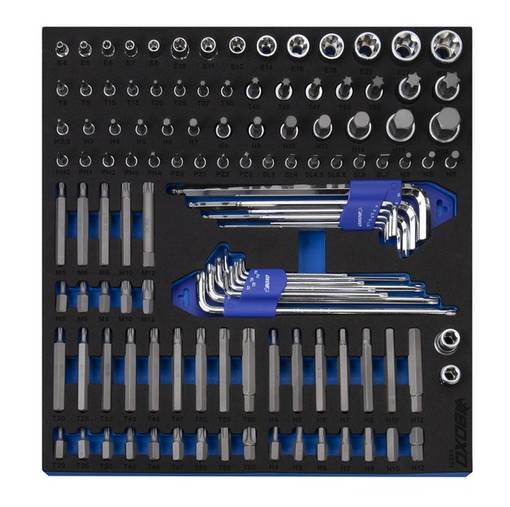 BOXO HYLSY-JA KÄRKISARJA 1/4" 3/8" 1/2" 122-OSAINEN - Työkalumoduulit vaunuihin - 284-BX671 - 1