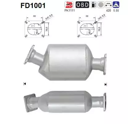 AS Hiukkassuodatin DPF | 098-FD1001 - Pakoputkien hiukkassuodattimet - 098-FD1001 - 1