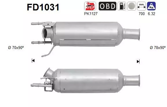 AS Hiukkassuodatin DPF | 098-FD1031 - Pakoputkien hiukkassuodattimet - 098-FD1031 - 1