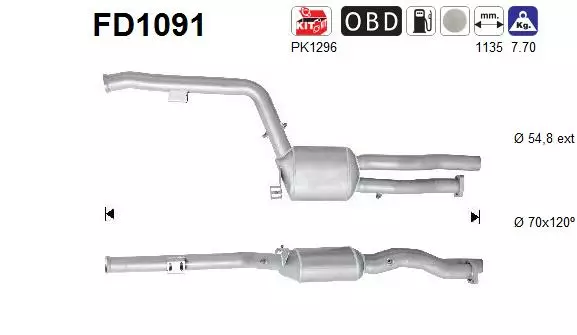 AS Hiukkassuodatin DPF | 098-FD1091 - Pakoputkien hiukkassuodattimet - 098-FD1091 - 1