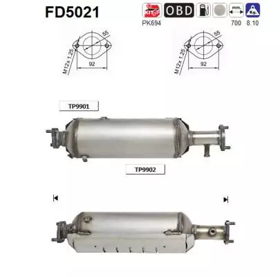 AS Hiukkassuodatin DPF | 098-FD5021 - Pakoputkien hiukkassuodattimet - 098-FD5021 - 1
