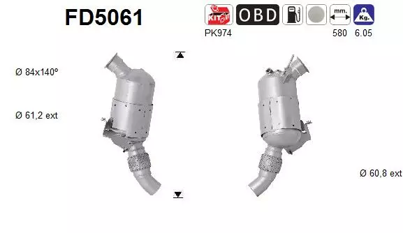 AS Hiukkassuodatin DPF | 098-FD5061 - Pakoputkien hiukkassuodattimet - 098-FD5061 - 1