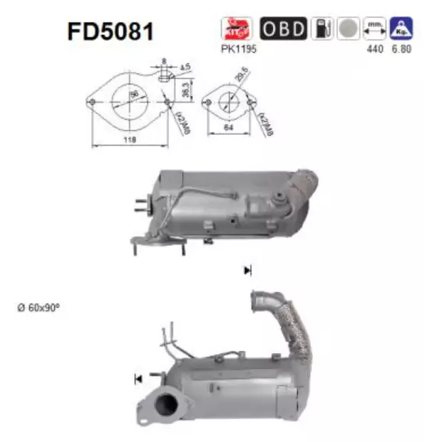 AS Hiukkassuodatin / DPF | 098-FD5081 - Pakoputkien hiukkassuodattimet - 098-FD5081 - 1