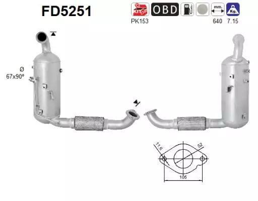 AS Hiukkassuodatin DPF | 098-FD5251 - Pakoputkien hiukkassuodattimet - 098-FD5251 - 1