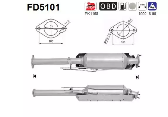 AS Hiukkassuodatin DPF | 098-FD5101 - Pakoputkien hiukkassuodattimet - 098-FD5101 - 1