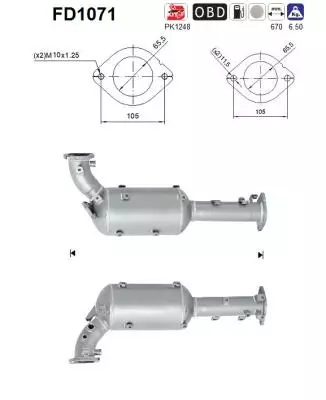 AS Hiukkassuodatin DPF | 098-FD1071 - Pakoputkien hiukkassuodattimet - 098-FD1071 - 1