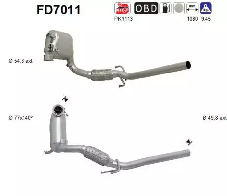 SEAT / Skoda / Volkswagen DPF hiukkassuodatin | AS 098-FD7011 - Pakoputkien hiukkassuodattimet - 098-FD7011 - 1