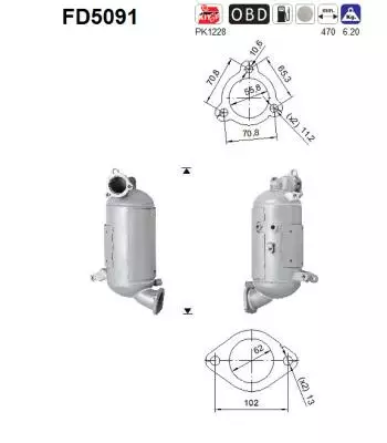 Hyundai / Kia DPF hiukkassuodatin | AS 098-FD5091 - Pakoputkien hiukkassuodattimet - 098-FD5091 - 1