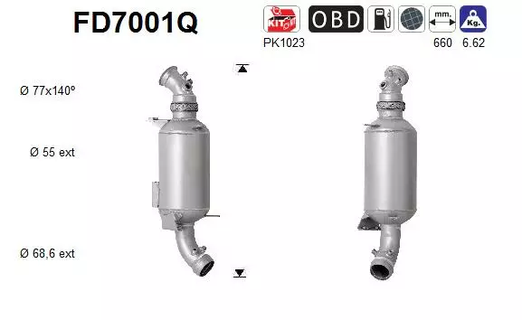 Volkswagen DPF hiukkassuodatin | AS 098-FD7001 - Pakoputkien hiukkassuodattimet - 098-FD7001 - 1