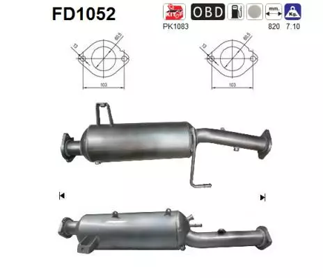 AS Hiukkassuodatin DPF | 098-FD1052 - Pakoputkien hiukkassuodattimet - 098-FD1052 - 1