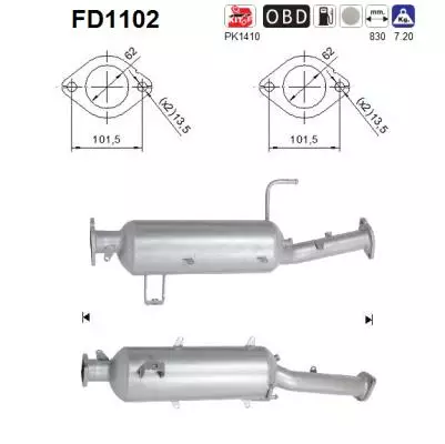 AS Hiukkassuodatin DPF | 098-FD1102 - Pakoputkien hiukkassuodattimet - 098-FD1102 - 1