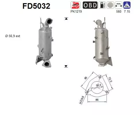 AS Hiukkassuodatin DPF | 098-FD5032 - Pakoputkien hiukkassuodattimet - 098-FD5032 - 1