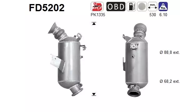 AS Hiukkassuodatin DPF | 098-FD5202 - Pakoputkien hiukkassuodattimet - 098-FD5202 - 1