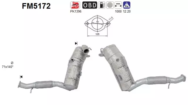 Ford DPF hiukkassuodatin | AS 098-FM5172 - Pakoputkien hiukkassuodattimet - 098-FM5172 - 1