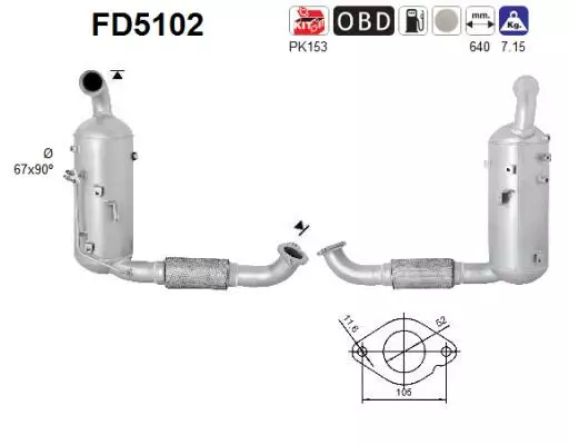 AS Hiukkassuodatin DPF | 098-FD5102 - Pakoputkien hiukkassuodattimet - 098-FD5102 - 1
