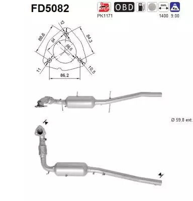 AS Hiukkassuodatin DPF | 098-FD5251 - Pakoputkien hiukkassuodattimet - 098-FD5082 - 1