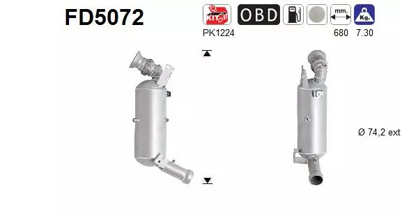 AS Hiukkassuodatin DPF | 098-FD5072 - Pakoputkien hiukkassuodattimet - 098-FD5072 - 1