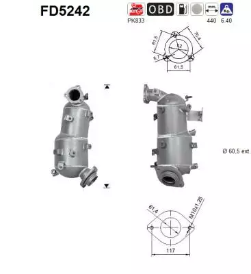 Toyota DPF hiukkassuodatin | AS 098-FD5242 - Pakoputkien hiukkassuodattimet - 098-FD5242 - 1