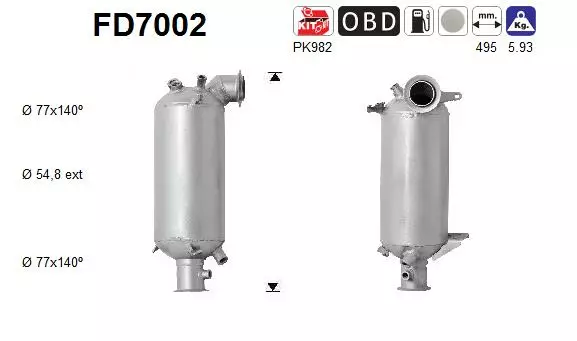 Volkswagen DPF hiukkassuodatin | AS 098-FD7002 - Pakoputkien hiukkassuodattimet - 098-FD7002 - 1