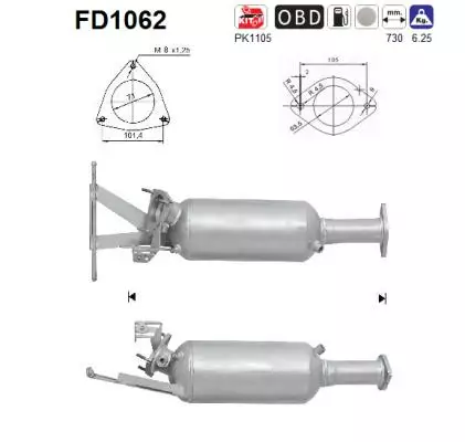Volvo DPF hiukkassuodatin | AS 098-FD1062 - Pakoputkien hiukkassuodattimet - 098-FD1062 - 1