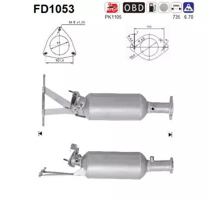 Volvo DPF hiukkassuodatin | AS 098-FD1053 - Pakoputkien hiukkassuodattimet - 098-FD1053 - 1