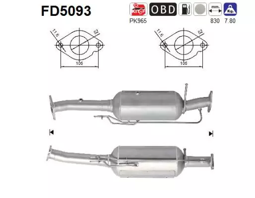 AS Hiukkassuodatin DPF | 098-FD5093 - Pakoputkien hiukkassuodattimet - 098-FD5093 - 1