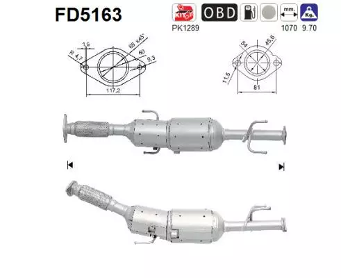 AS Hiukkassuodatin DPF | 098-FD5163 - Pakoputkien hiukkassuodattimet - 098-FD5163 - 1