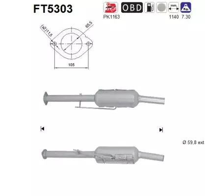 Ford DPF hiukkassuodatin | AS 098-FT5303 - Pakoputkien hiukkassuodattimet - 098-FT5303 - 1