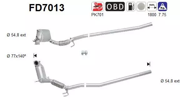 AS Hiukkassuodatin DPF | 098-FD7013 - Pakoputkien hiukkassuodattimet - 098-FD7013 - 1