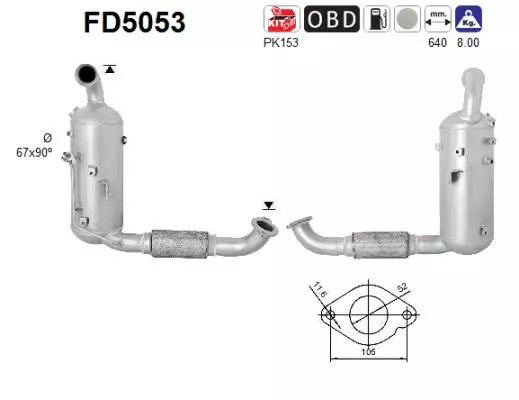 AS Hiukkassuodatin DPF | 098-FD5053 - Pakoputkien hiukkassuodattimet - 098-FD5053 - 1