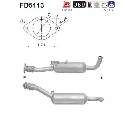 AS DPF-hiukkassuodatin | FD5113 - Pakoputkien hiukkassuodattimet - 098-FD5113 - 1