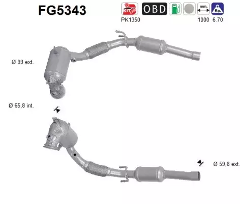 Audi / Cupra / SEAT / Skoda / Volkswagen GPF hiukkassuodatin | AS 098-FG5343 - Pakoputkien hiukkassuodattimet - 098-FG5343 - 1