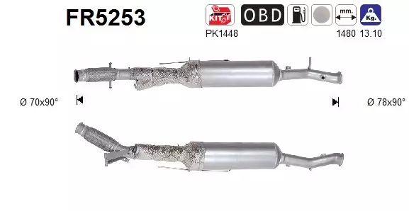 Peugeot DPF hiukkassuodatin | AS 098-FR5253 - Pakoputkien hiukkassuodattimet - 098-FR5253 - 1