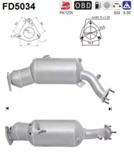 AS Hiukkassuodatin / DPF | 098-FD5034 - Pakoputkien hiukkassuodattimet - 098-FD5034 - 1