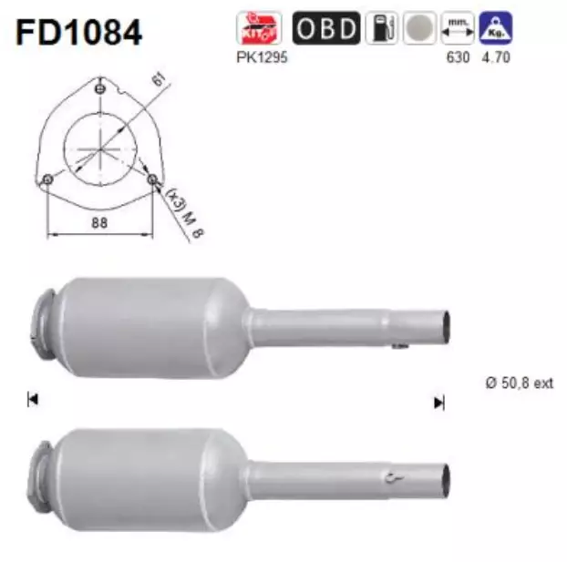 AS Hiukkassuodatin / DPF | 098-FD1084 - Pakoputkien hiukkassuodattimet - 098-FD1084 - 1