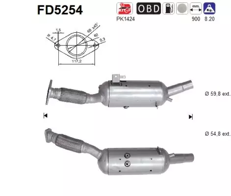 AS Hiukkassuodatin DPF | 098-FD5254 - Pakoputkien hiukkassuodattimet - 098-FD5254 - 1