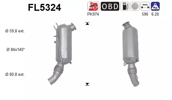 BMW DPF hiukkassuodatin | AS 098-FL5324 - Pakoputkien hiukkassuodattimet - 098-FL5324 - 1